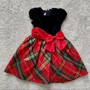 Bonnie Jean Red and Black Velvet Christmas Dress - Size 5